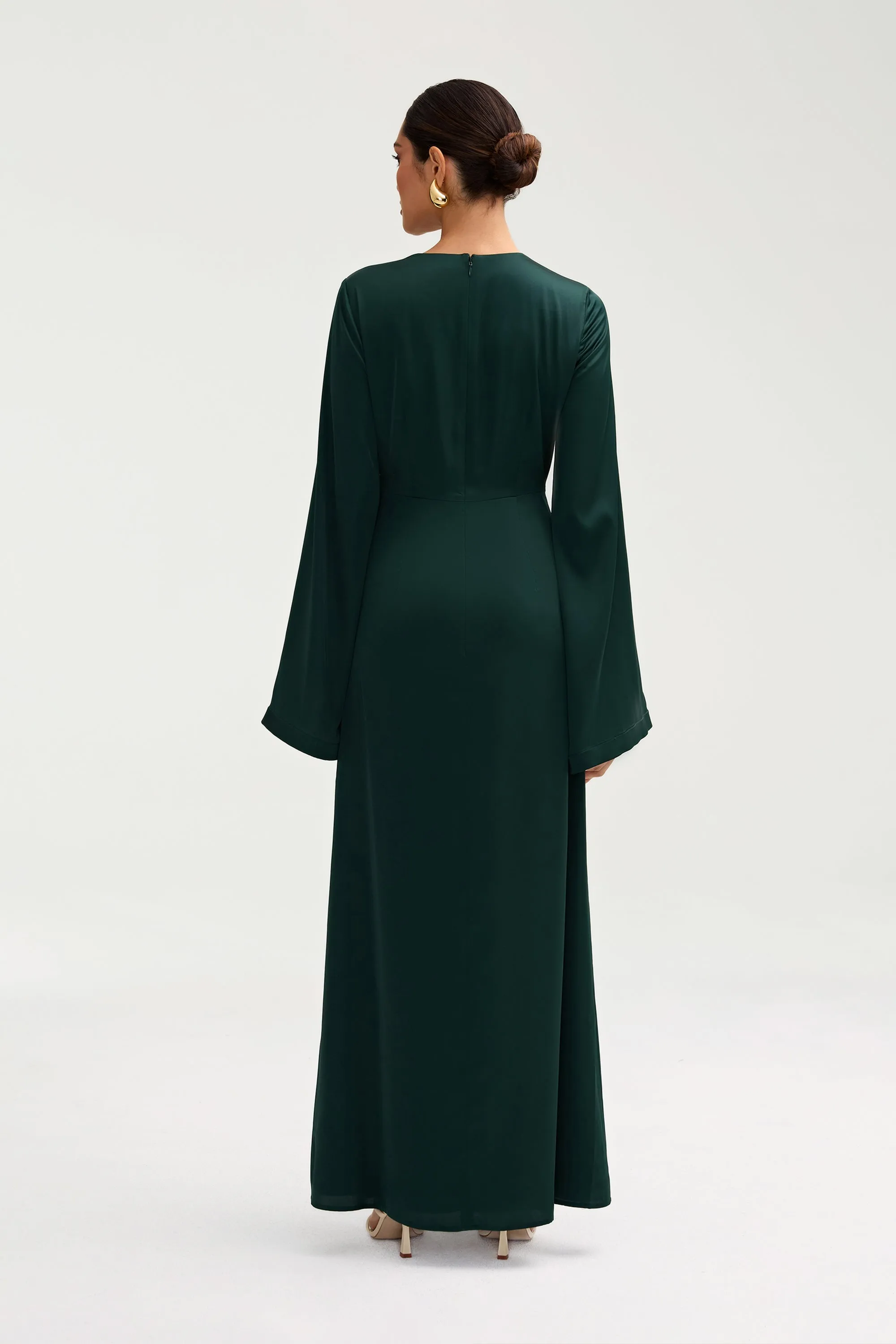 Duha Satin Twist Front Maxi Dress - Emerald