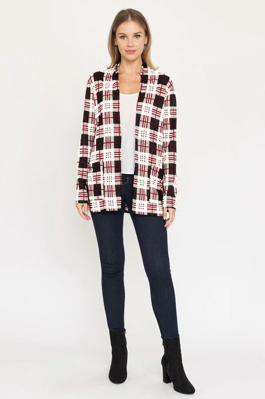 EG FASHION Plaid Contrast Elbow Patch Cardigan