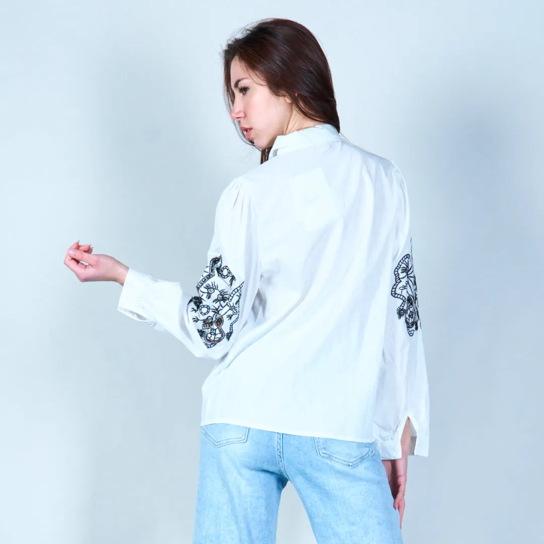 Embroidered butterfly blouse wholesale