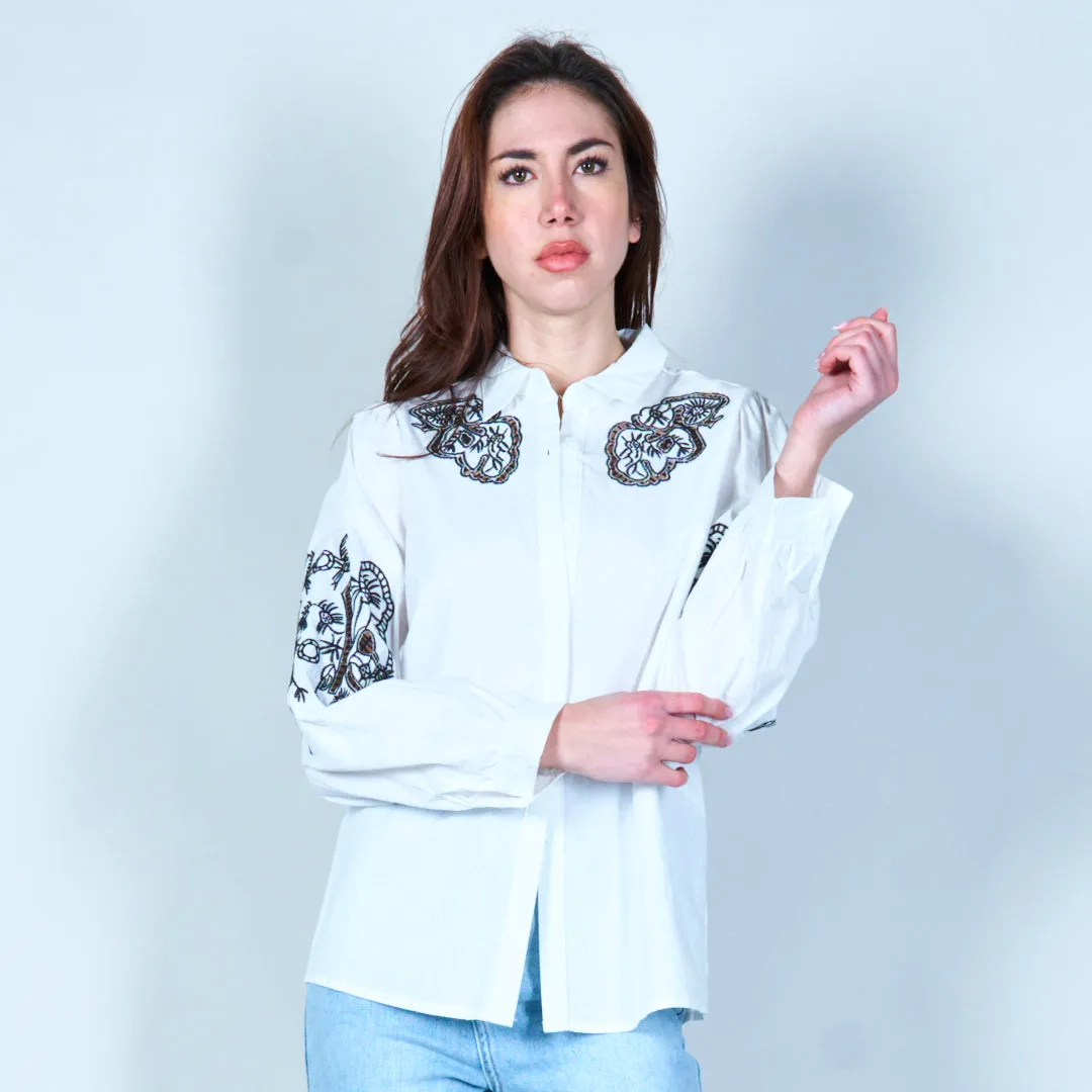 Embroidered butterfly blouse wholesale