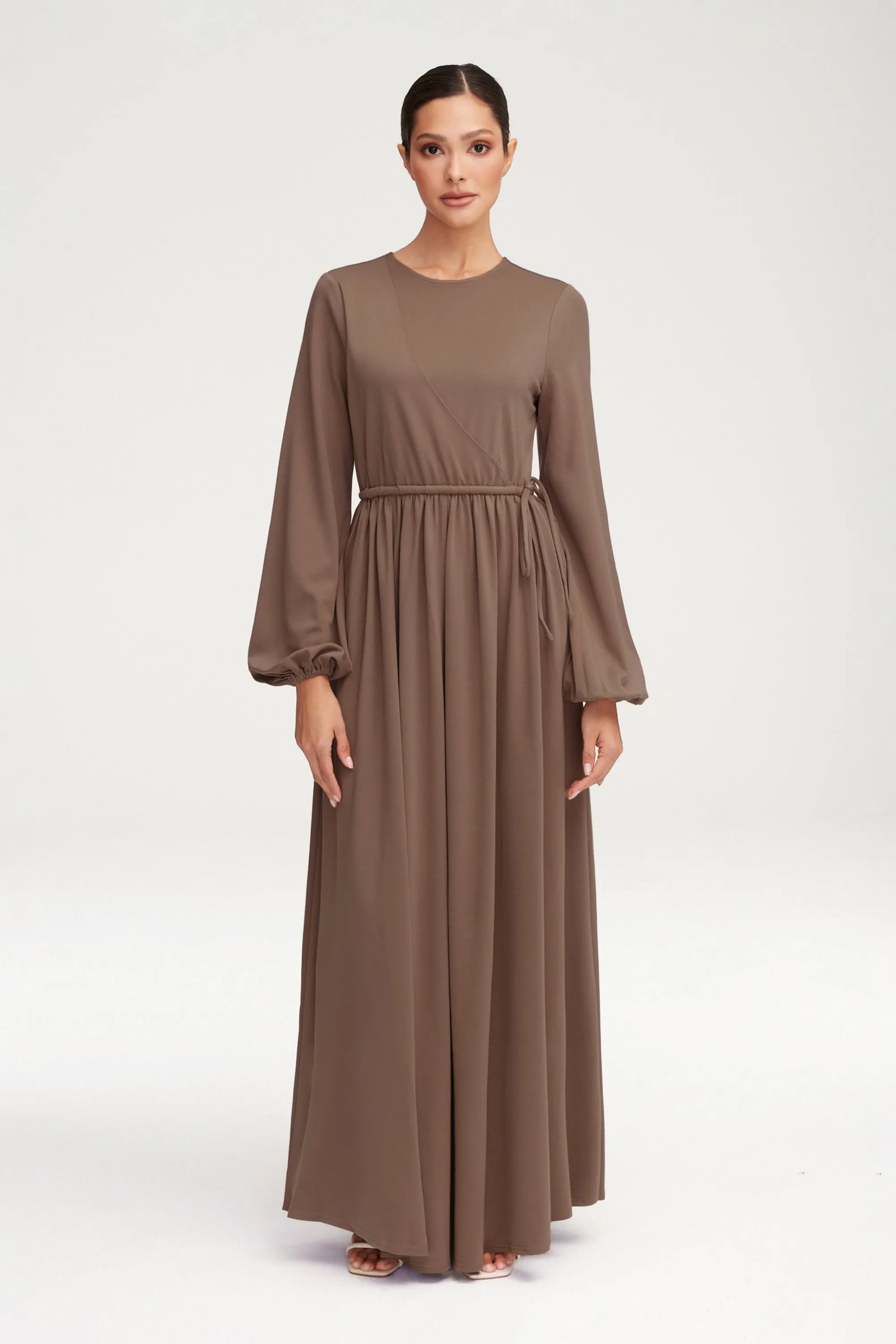 Emma Jersey Elastic Waist Maxi Dress - Taupe