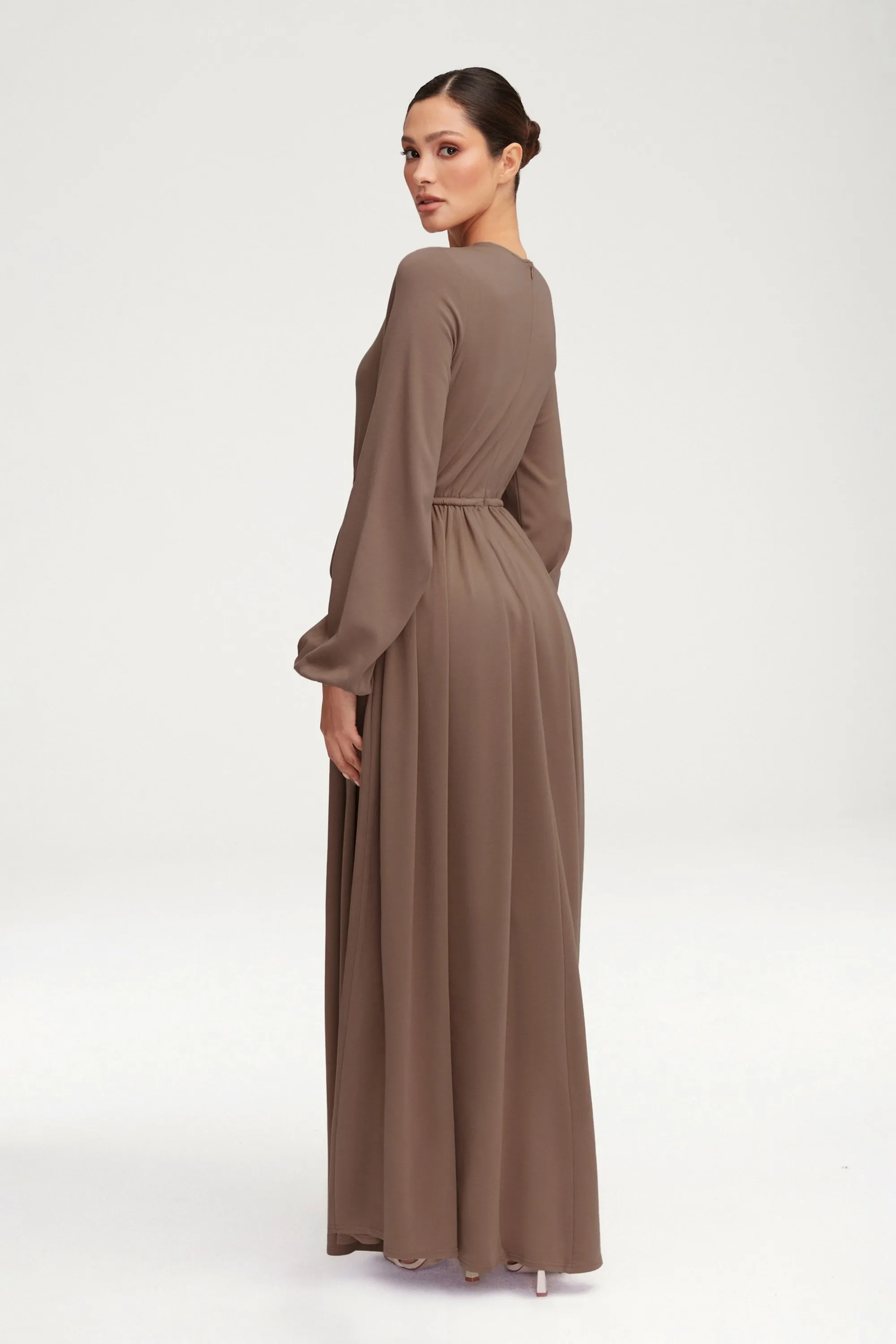 Emma Jersey Elastic Waist Maxi Dress - Taupe