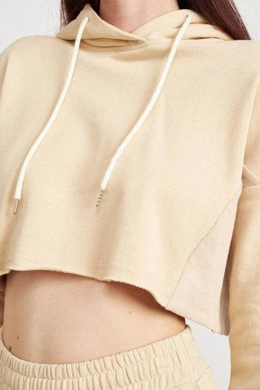 Emory Park Cropped Hoodie With Drawstrings