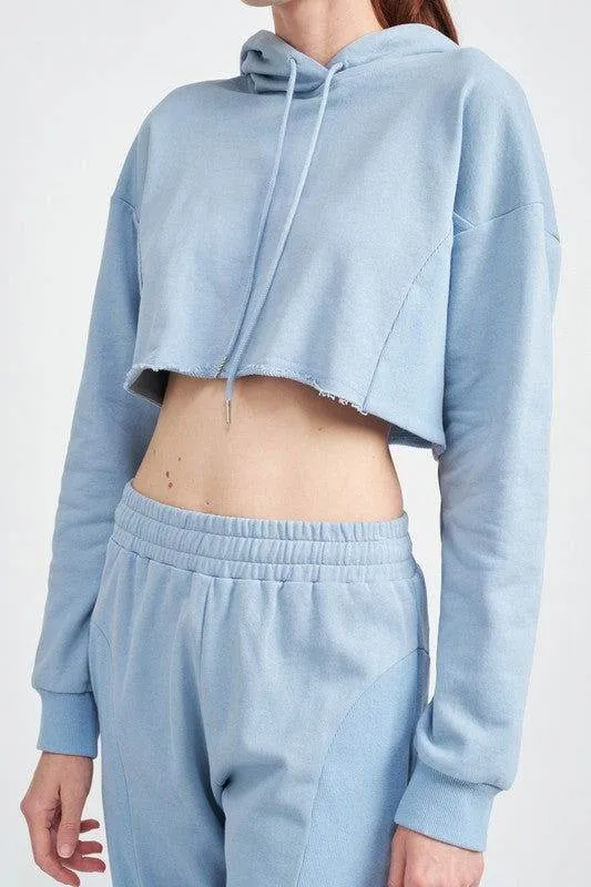 Emory Park Cropped Hoodie With Drawstrings