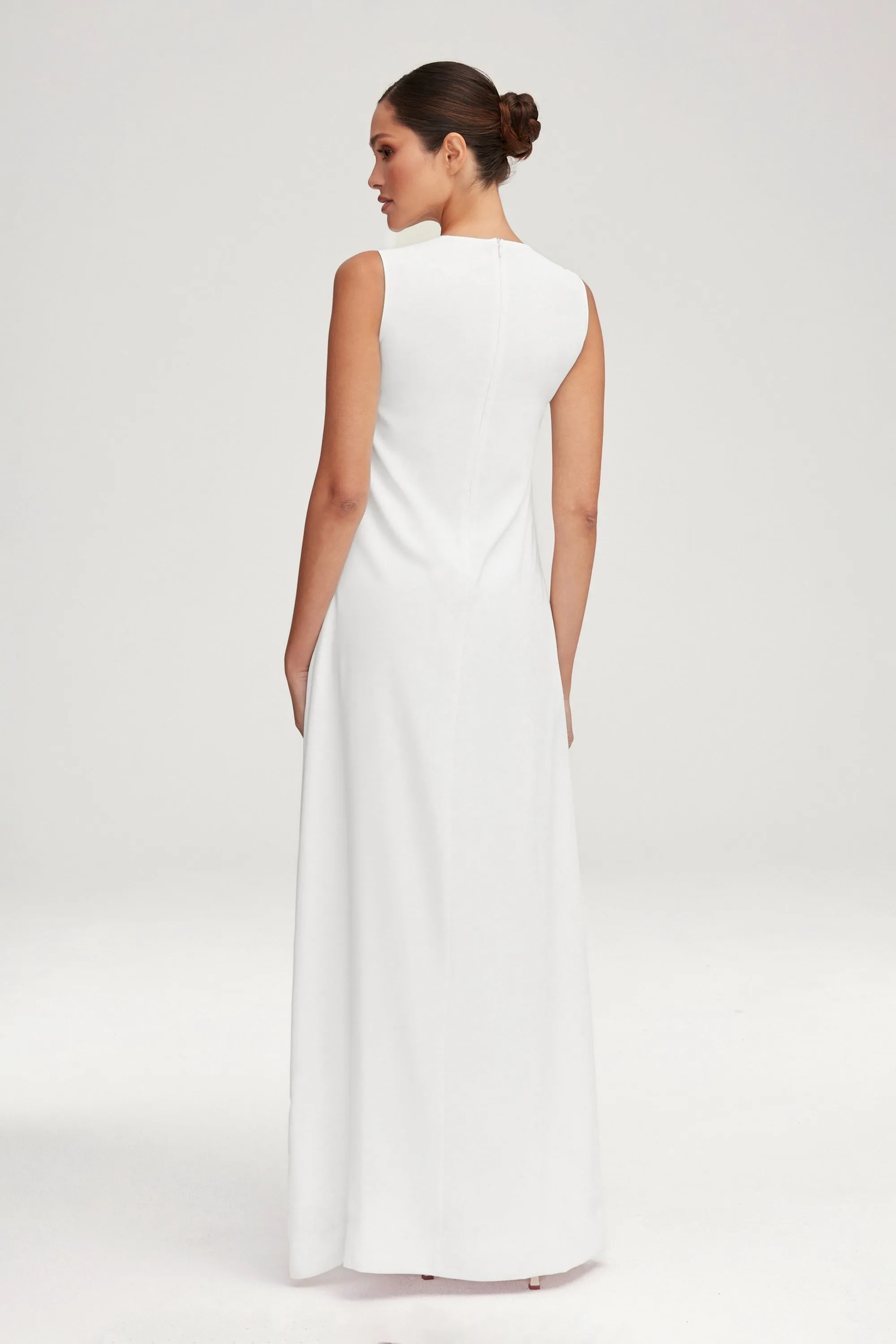 Essential Sleeveless Maxi Slip Dress - White