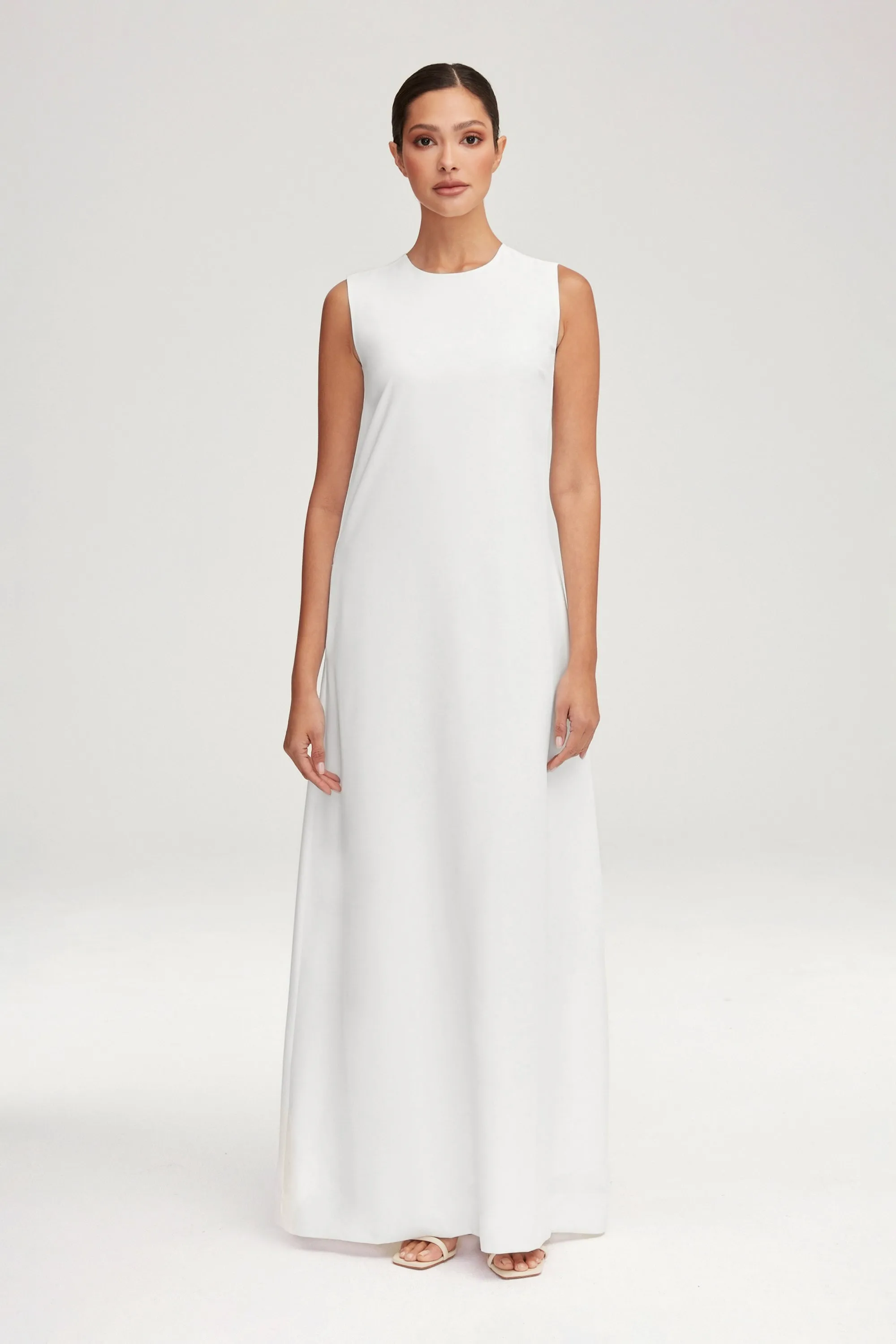 Essential Sleeveless Maxi Slip Dress - White