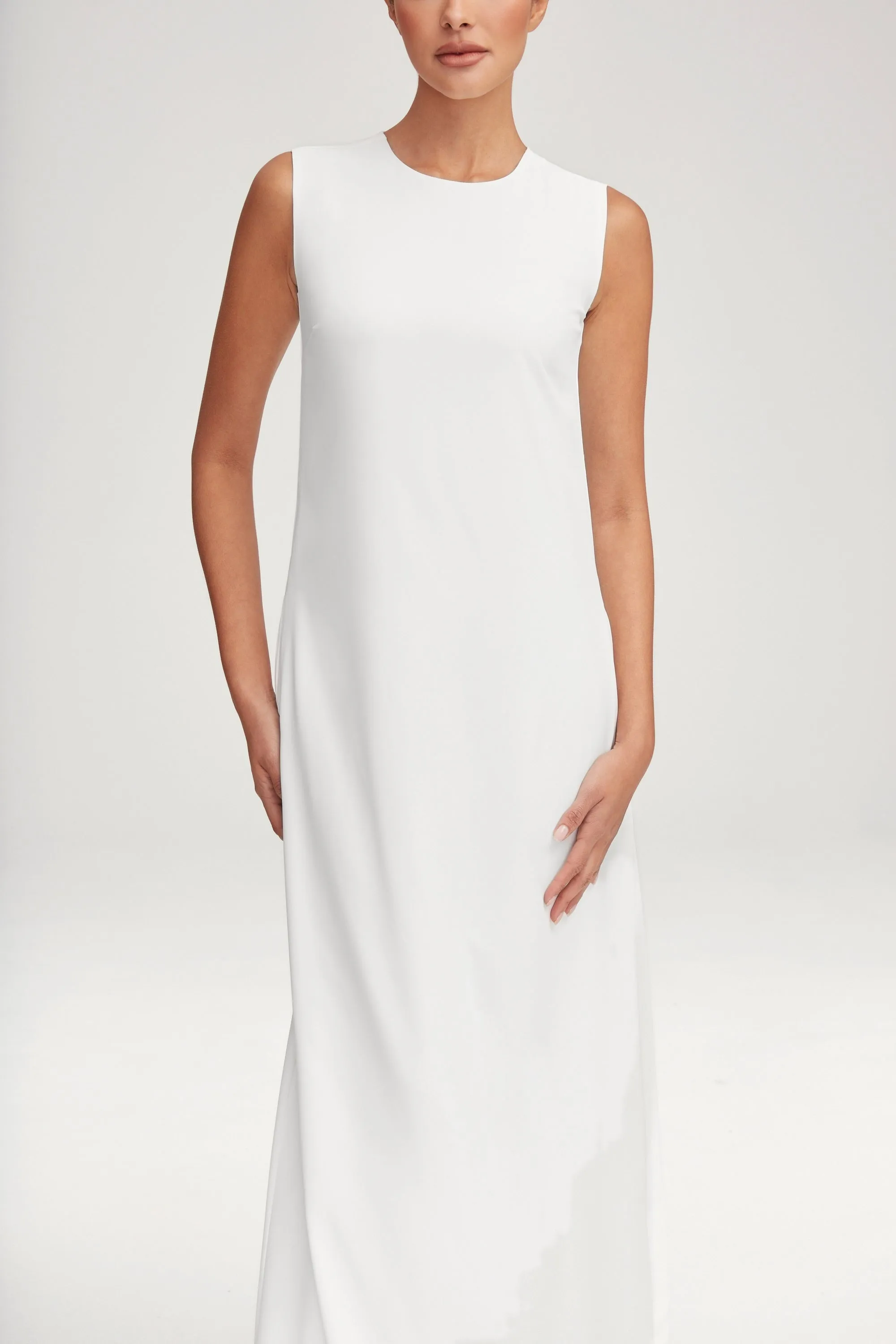 Essential Sleeveless Maxi Slip Dress - White