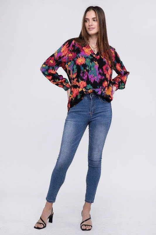 Floral Raglan Sleeve Blouse