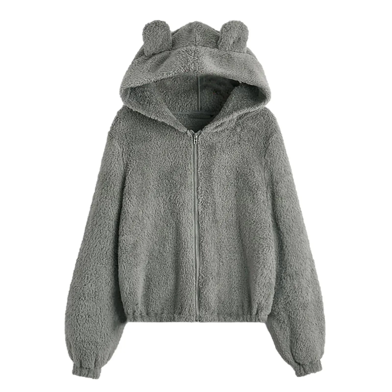 Fluffy Plush Hoodies Women Kawaii Sweatshirt Cute Bear Ear Cap Fall Winter Warm Pullover Long Sleeve Outwear Fleece Coat