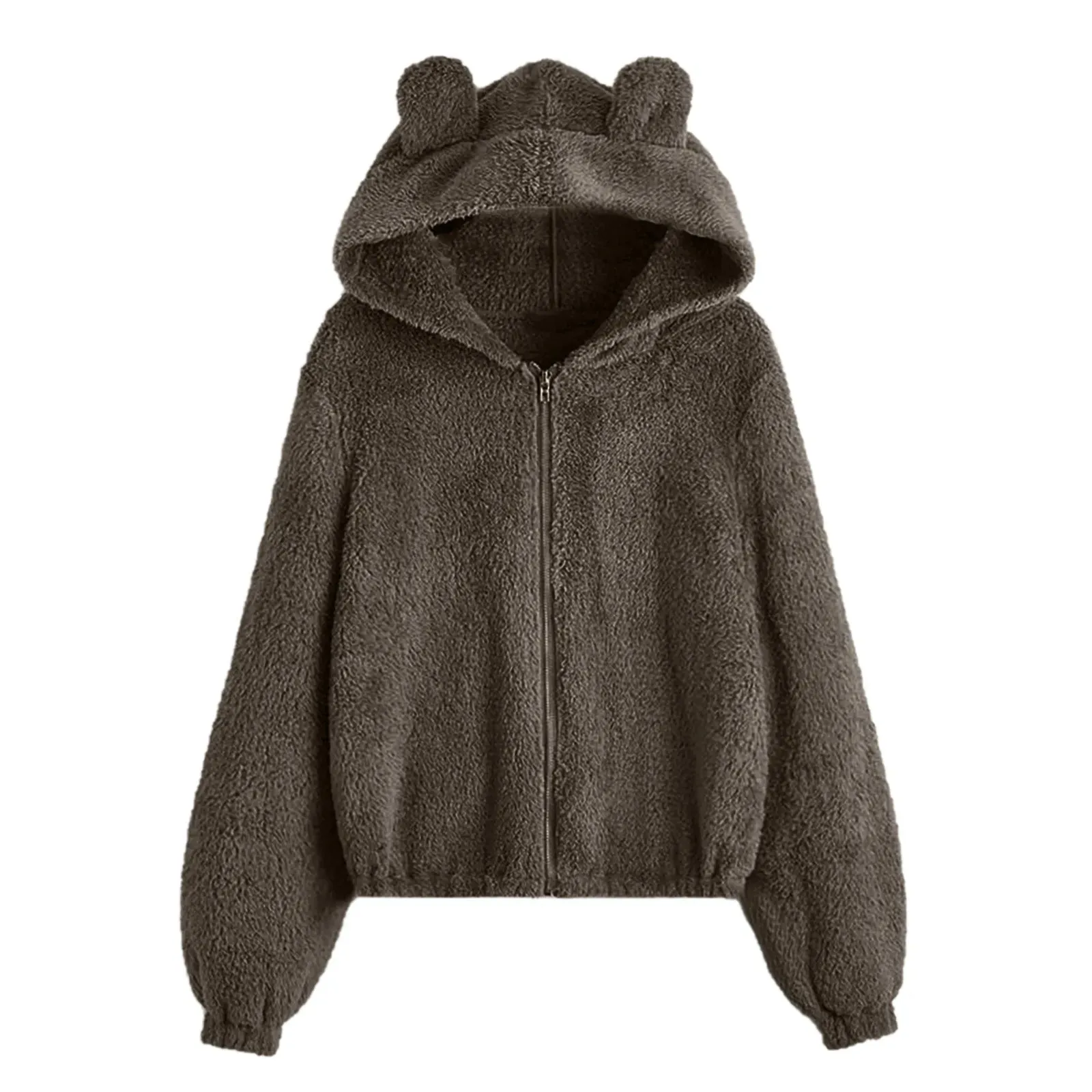 Fluffy Plush Hoodies Women Kawaii Sweatshirt Cute Bear Ear Cap Fall Winter Warm Pullover Long Sleeve Outwear Fleece Coat