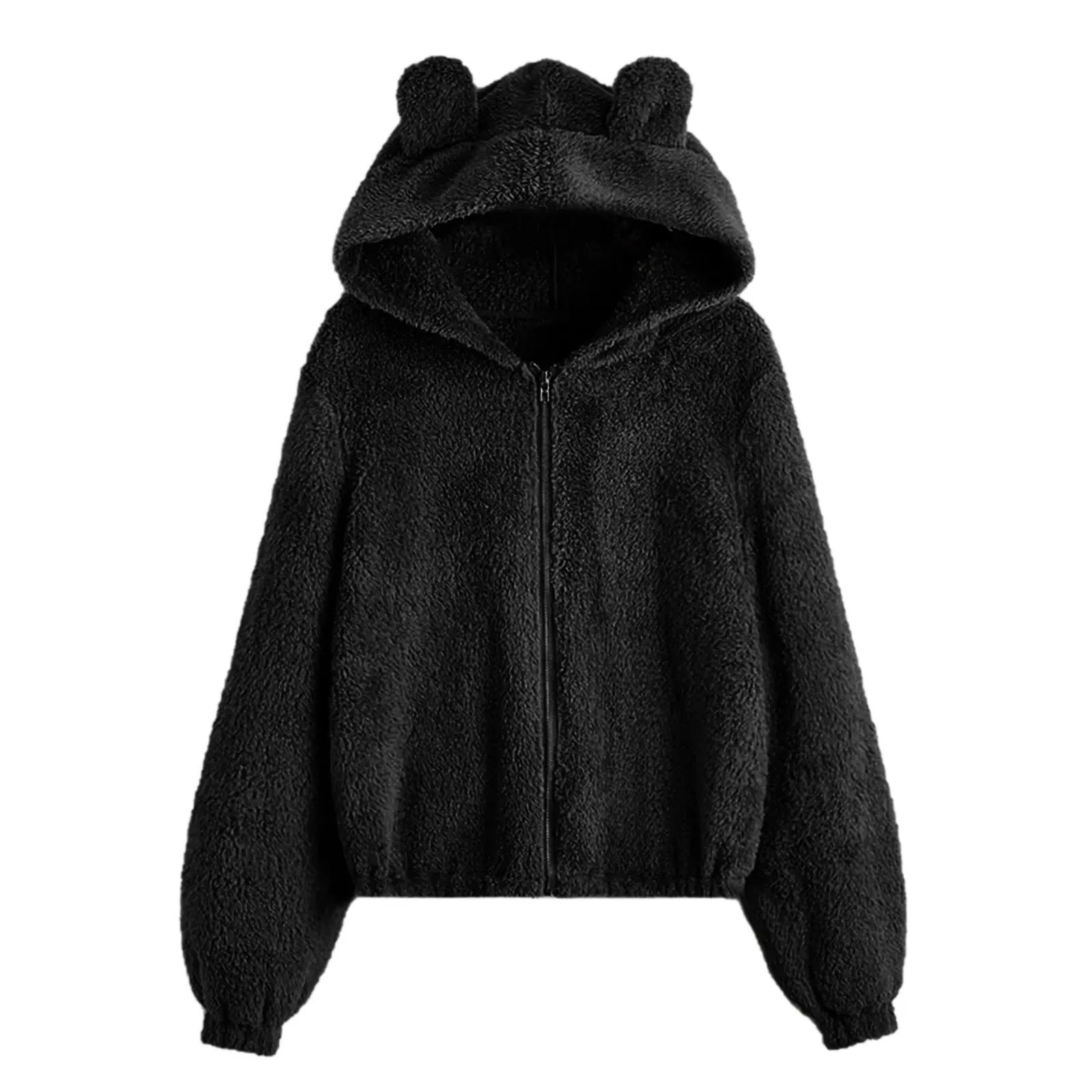 Fluffy Plush Hoodies Women Kawaii Sweatshirt Cute Bear Ear Cap Fall Winter Warm Pullover Long Sleeve Outwear Fleece Coat