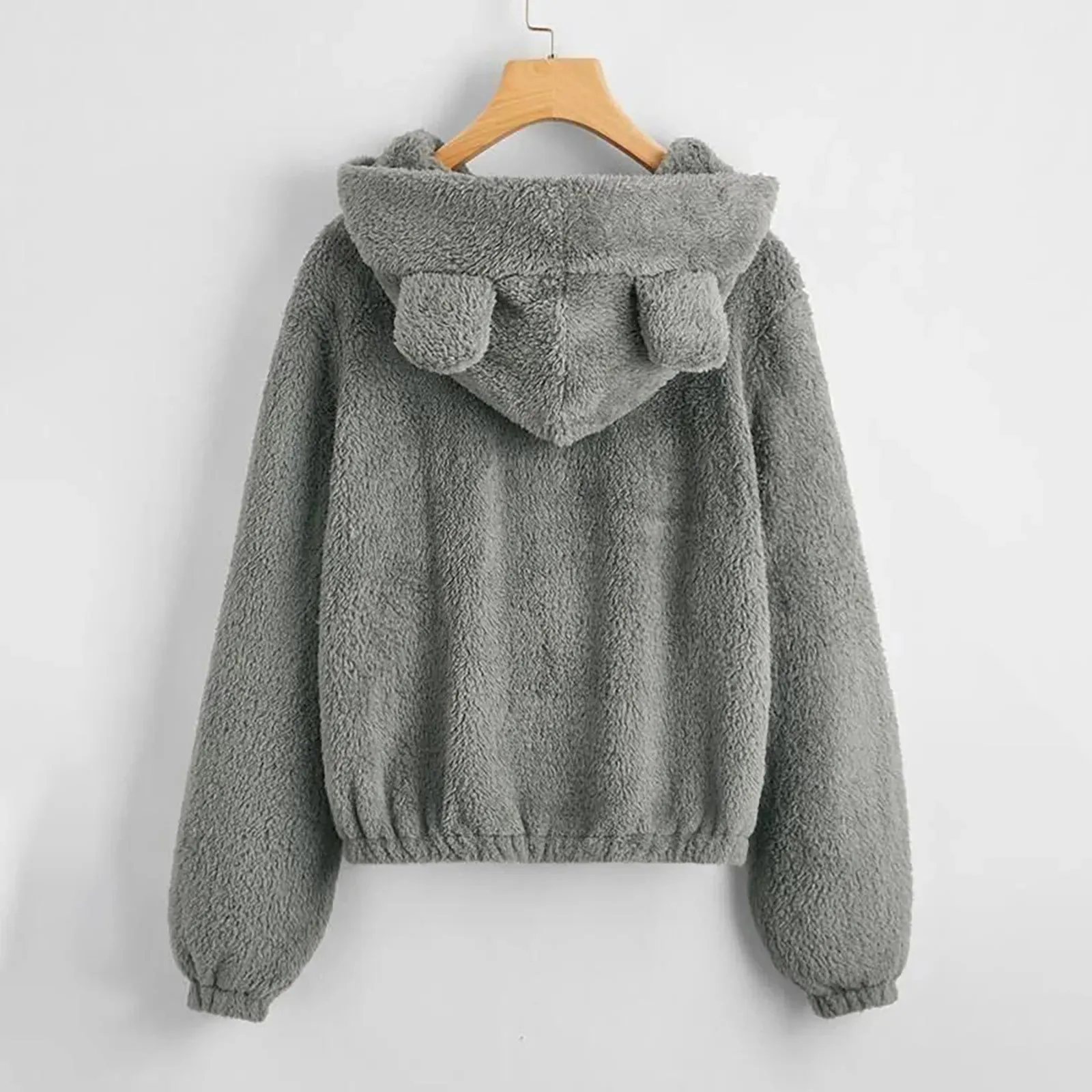 Fluffy Plush Hoodies Women Kawaii Sweatshirt Cute Bear Ear Cap Fall Winter Warm Pullover Long Sleeve Outwear Fleece Coat