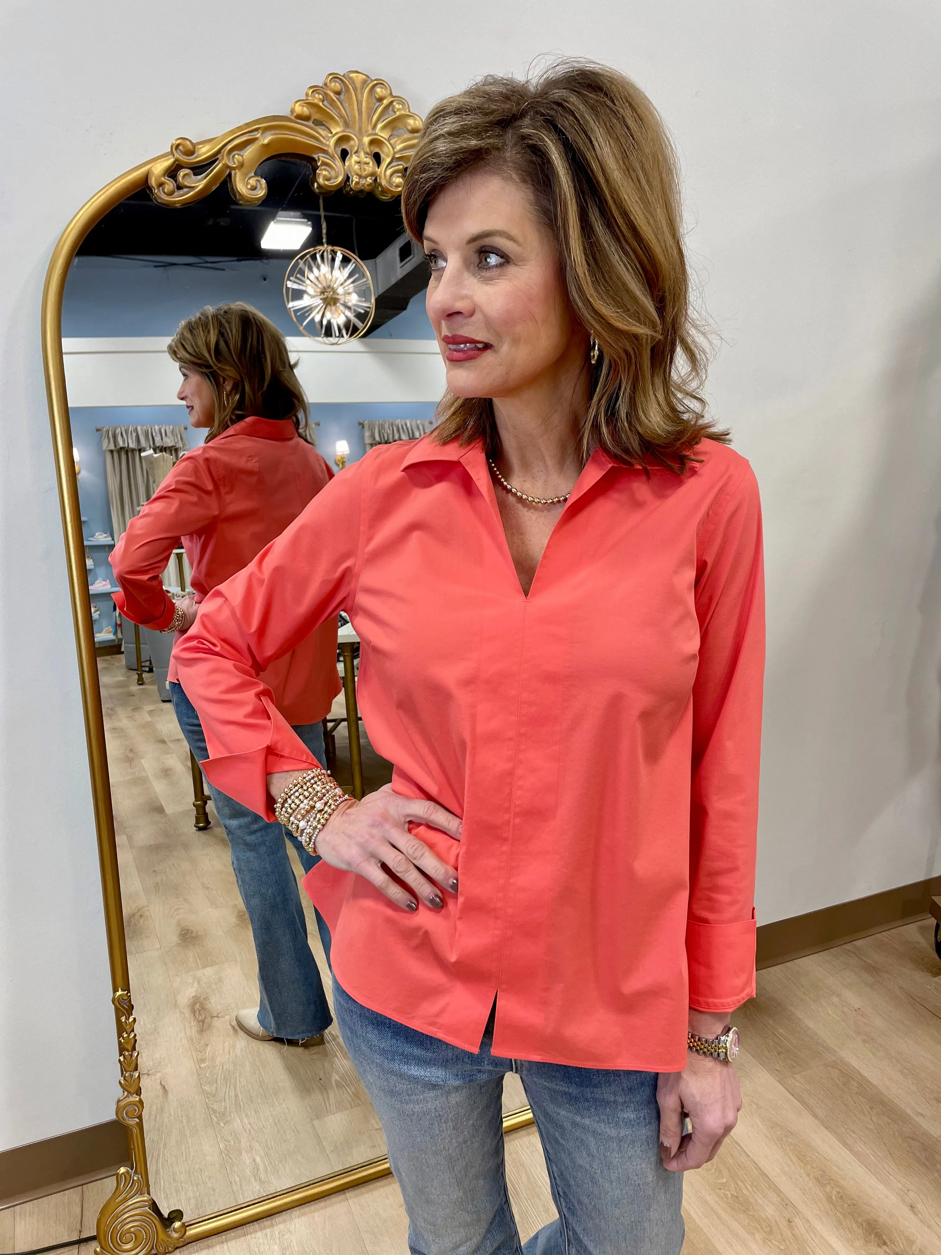 Foxcroft Popover Shirt Tangerine