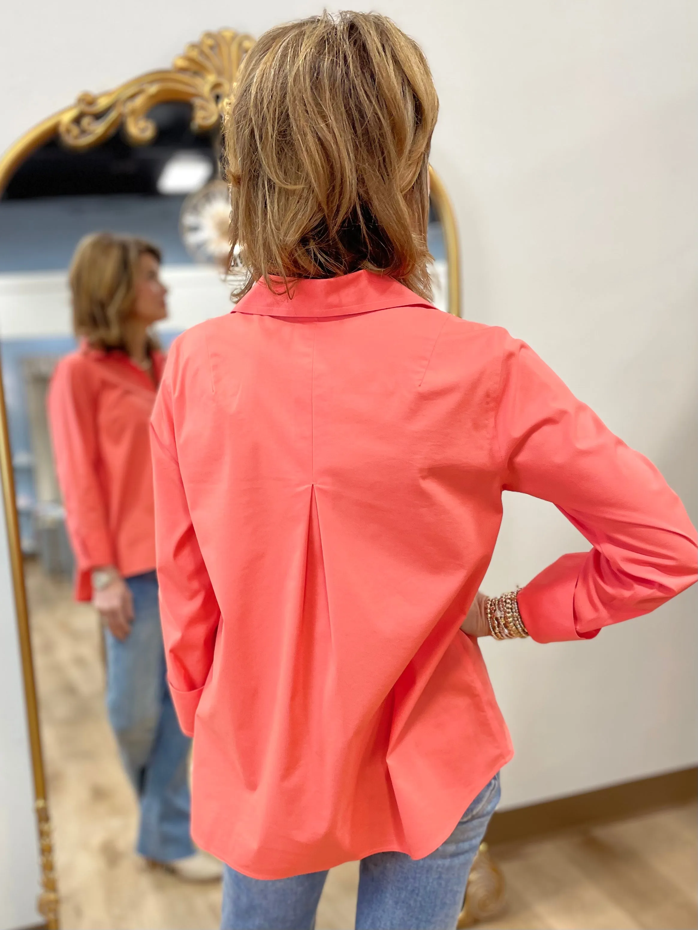 Foxcroft Popover Shirt Tangerine