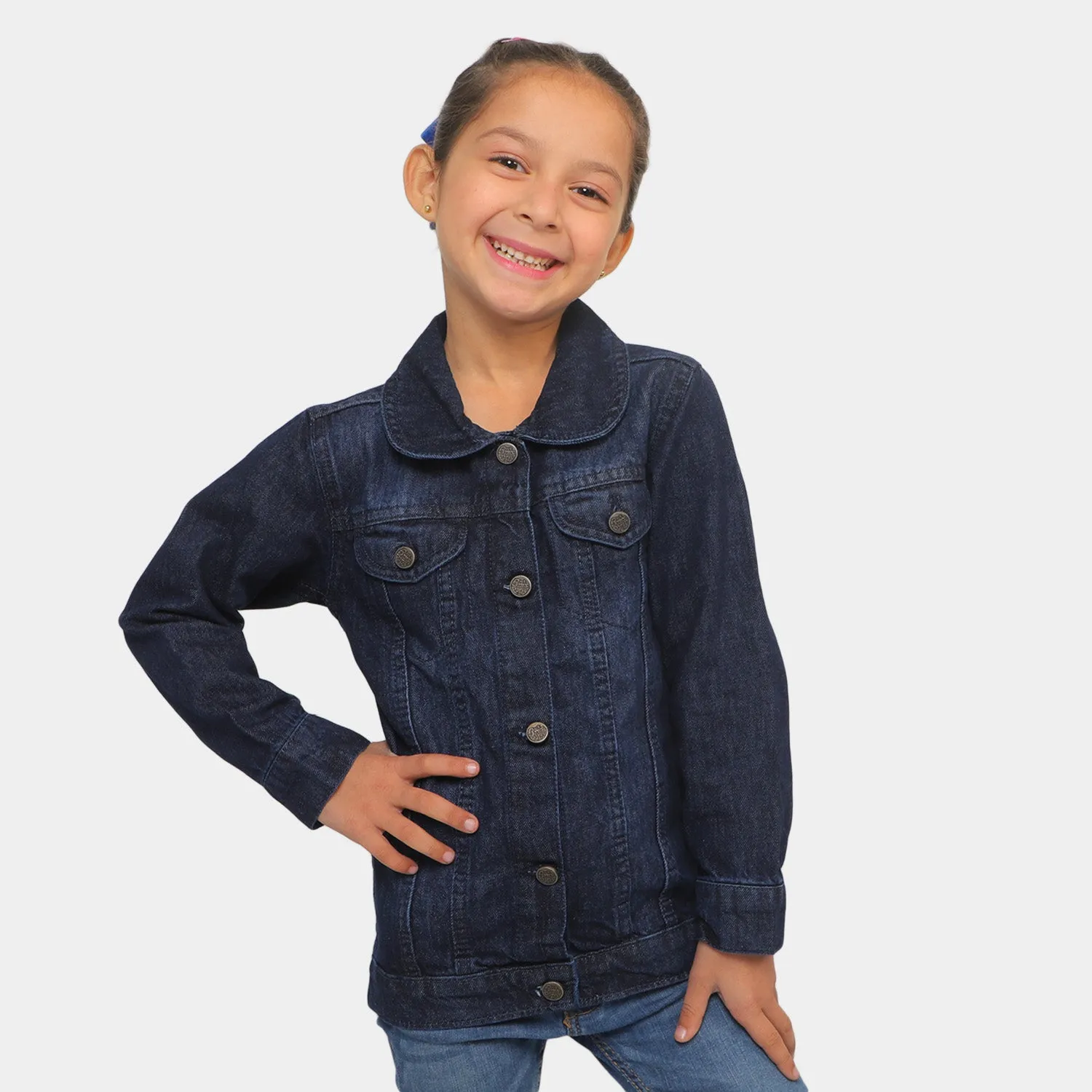 Girls Denim Jacket Basic W22 - Navy Blue