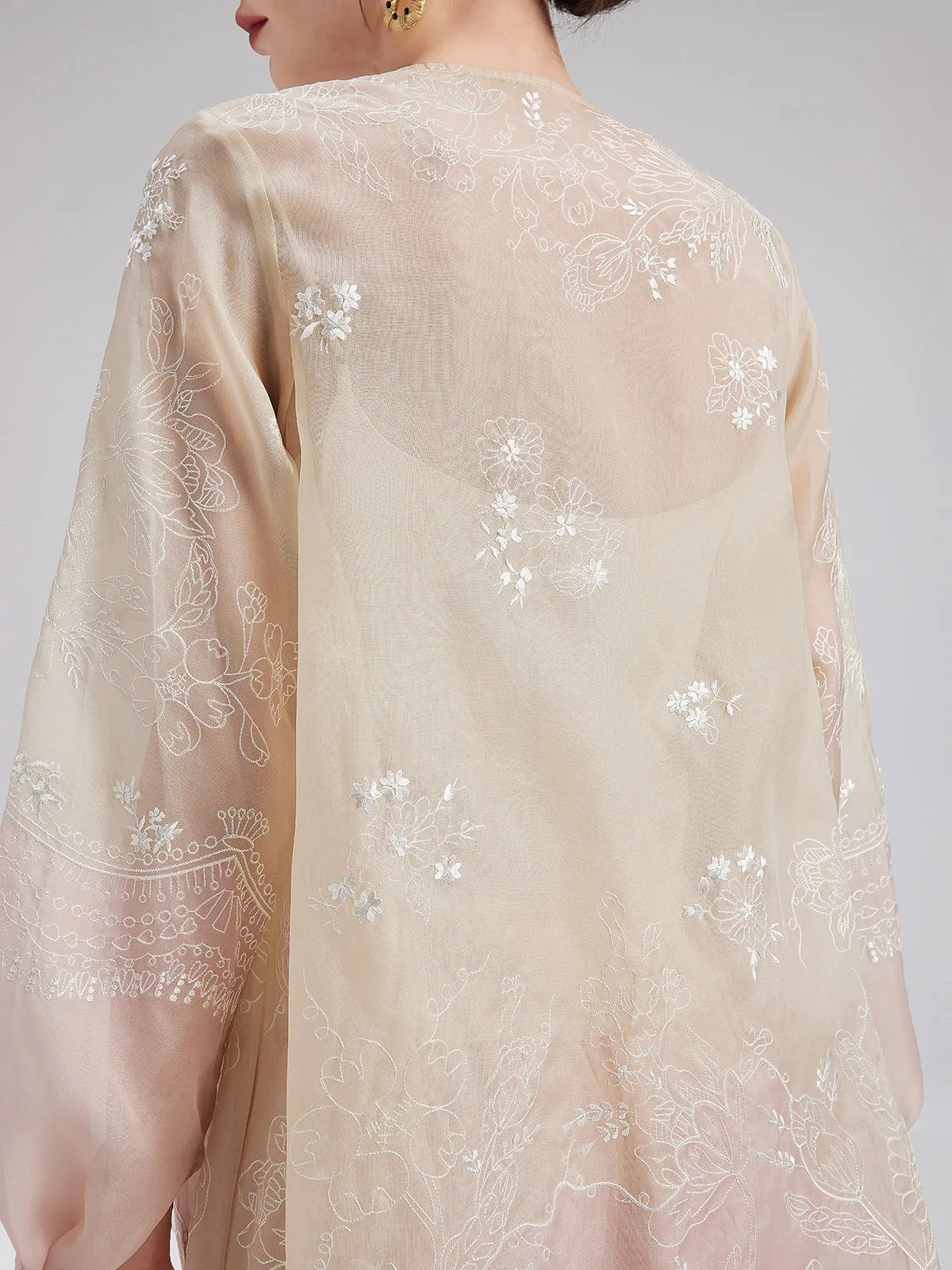 Gradient Embroidered Organza Top