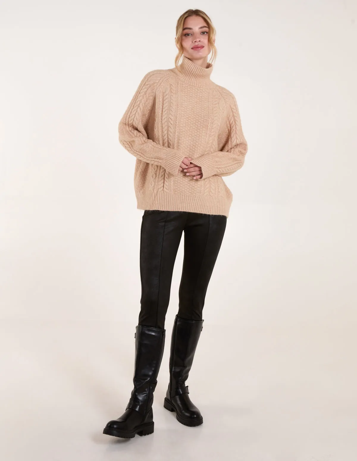 High Neck Cable Knit Jumper