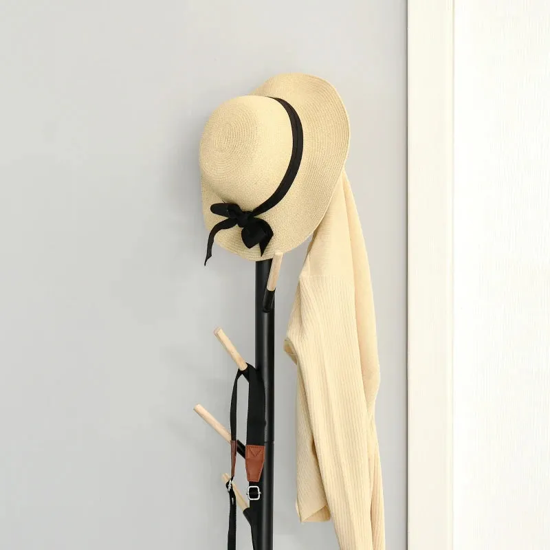 HOMCOM Coat Rack with 6 Hooks 174cm - Black