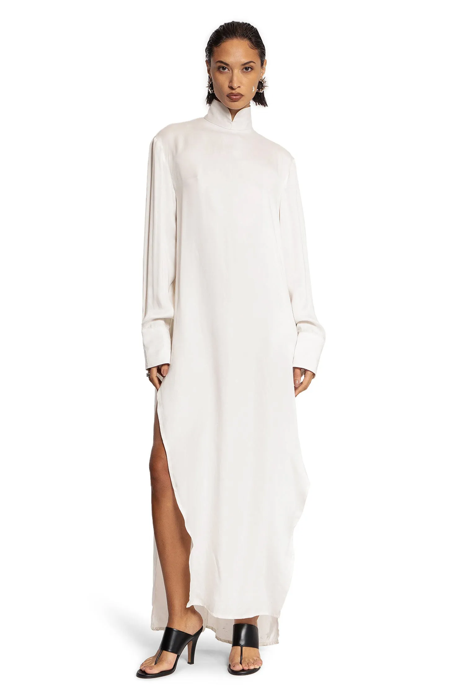 Hypatia Tunic Dress (Cream) in Cupro Twill