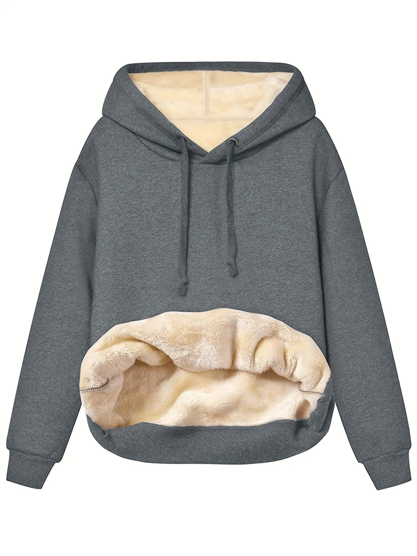 Ivyshape | Casual Fleece-Lined Hoodie Perfect for Winter