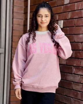 Las Vegas Embroidered Irish Knitted Sweater Pink