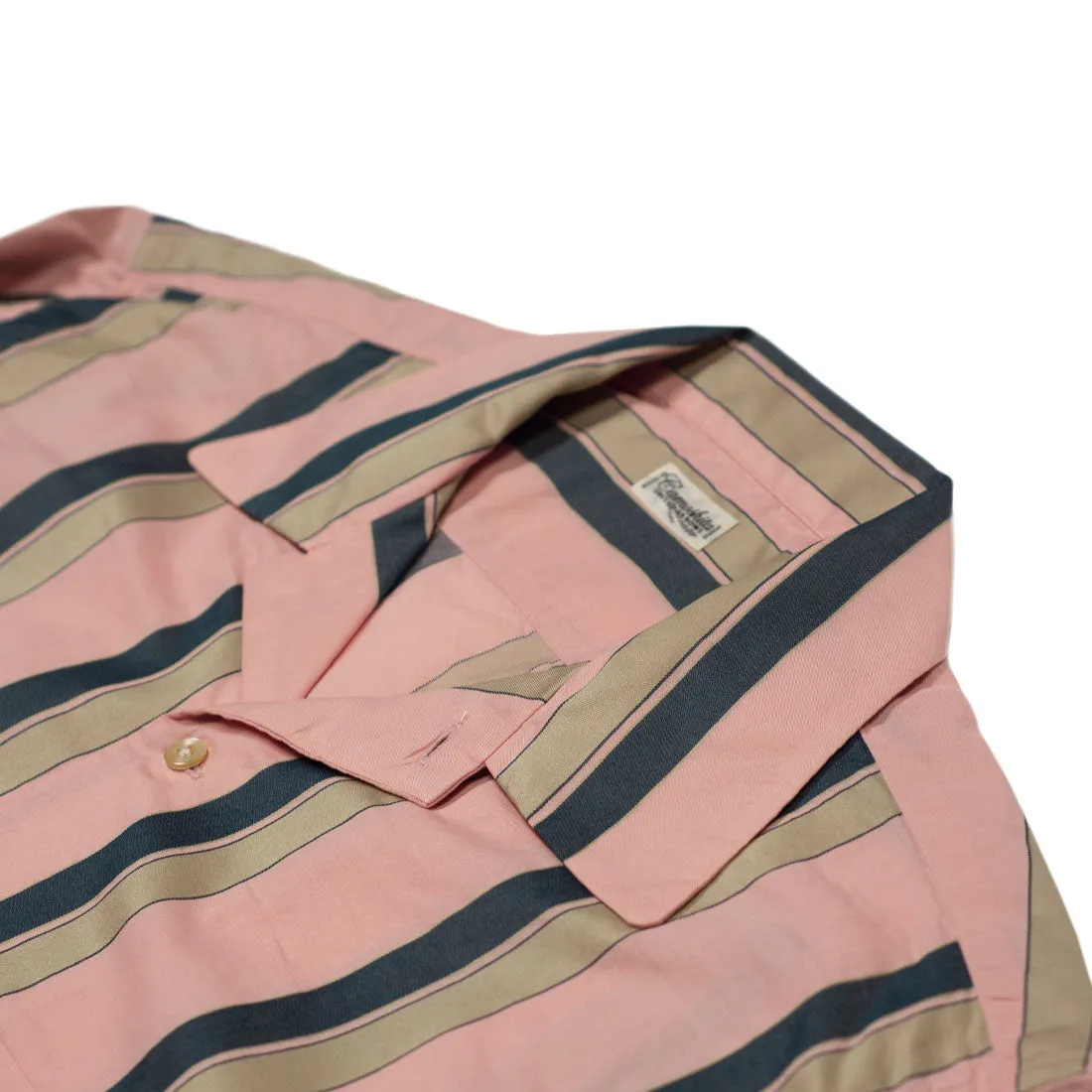 Long sleeve striped shirt in pink, green and tan