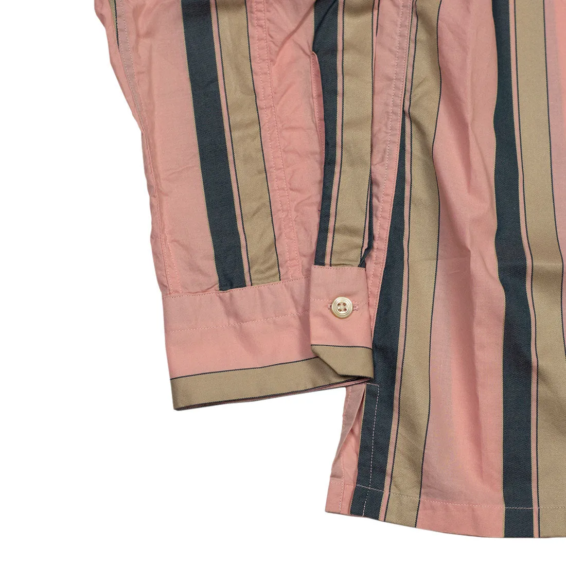 Long sleeve striped shirt in pink, green and tan