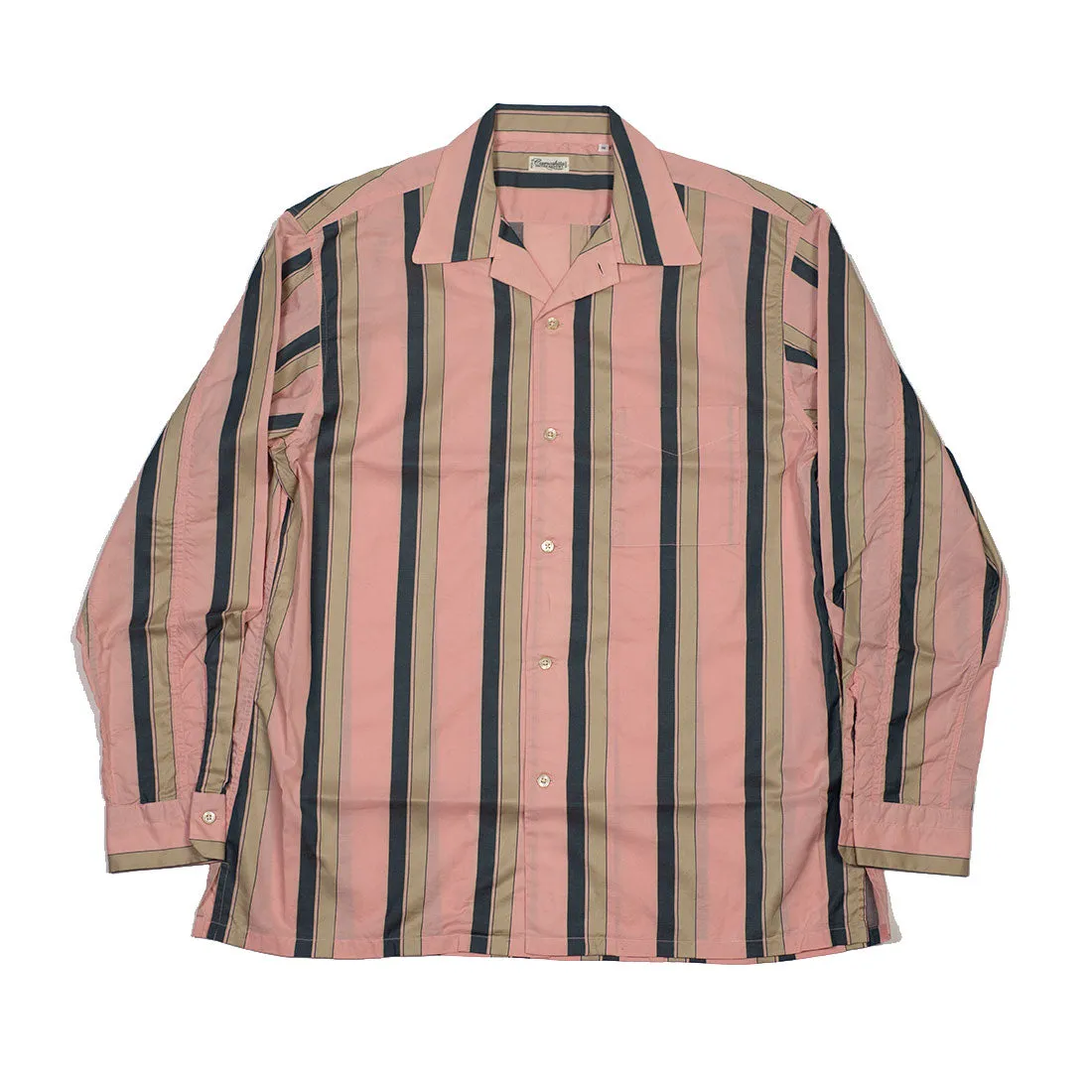 Long sleeve striped shirt in pink, green and tan