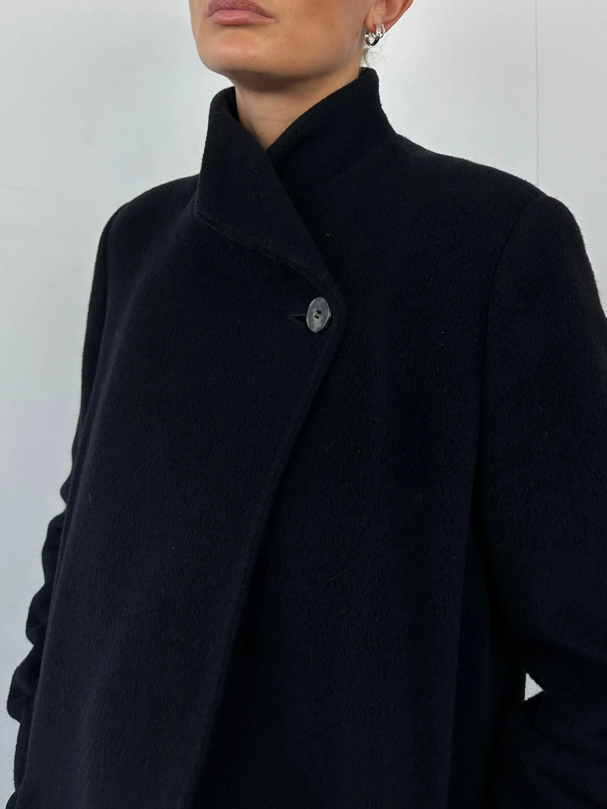 Max Mara Wool Cashmere Minimal High Neck Coat - M