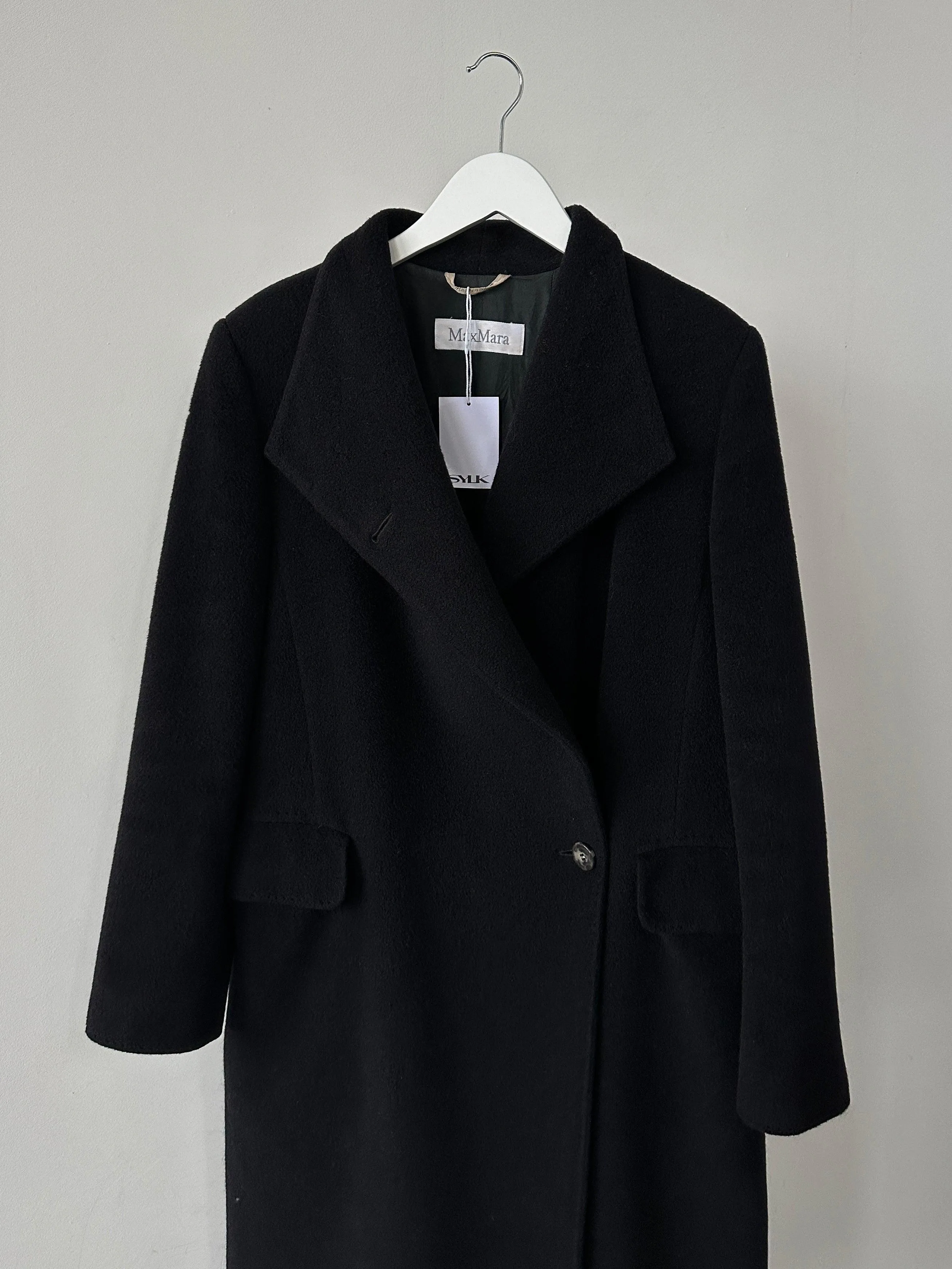 Max Mara Wool Cashmere Minimal High Neck Coat - M