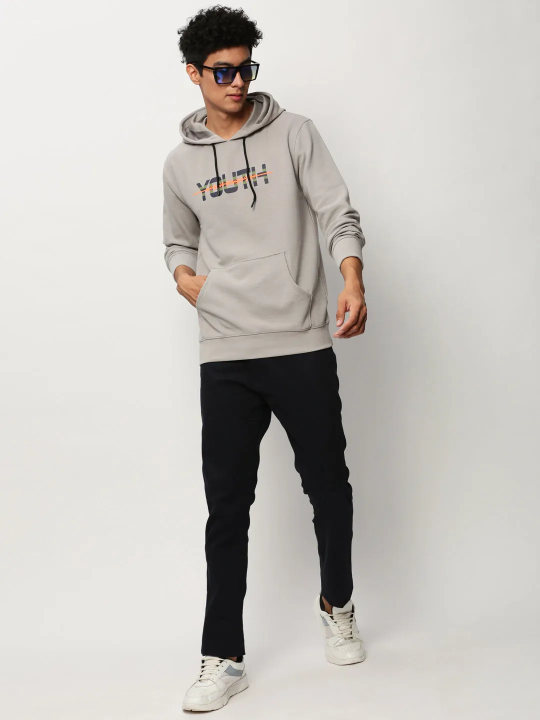 Men Grey Typographic Casual Sweatshirts