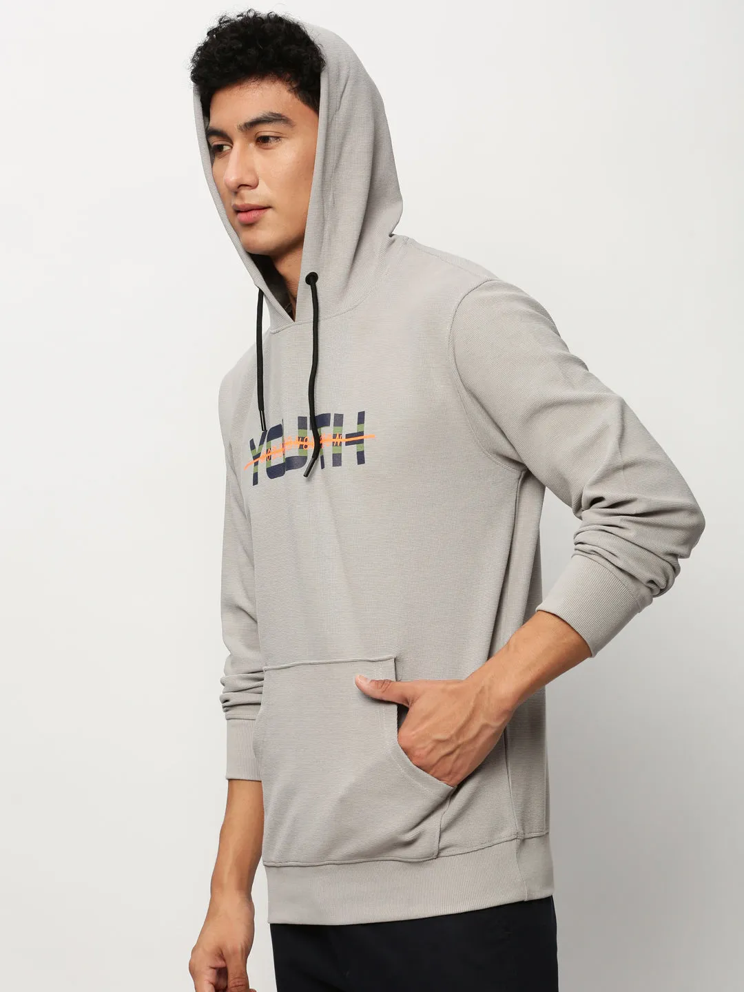 Men Grey Typographic Casual Sweatshirts