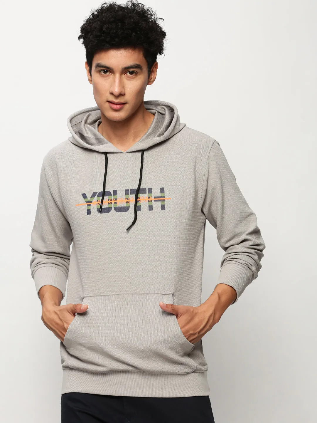 Men Grey Typographic Casual Sweatshirts