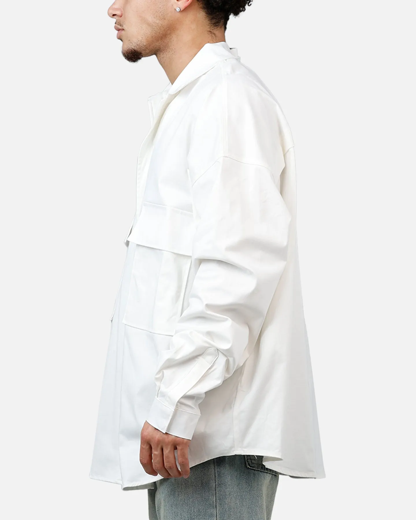 MNML Oversized Cotton Button Up Shirt White