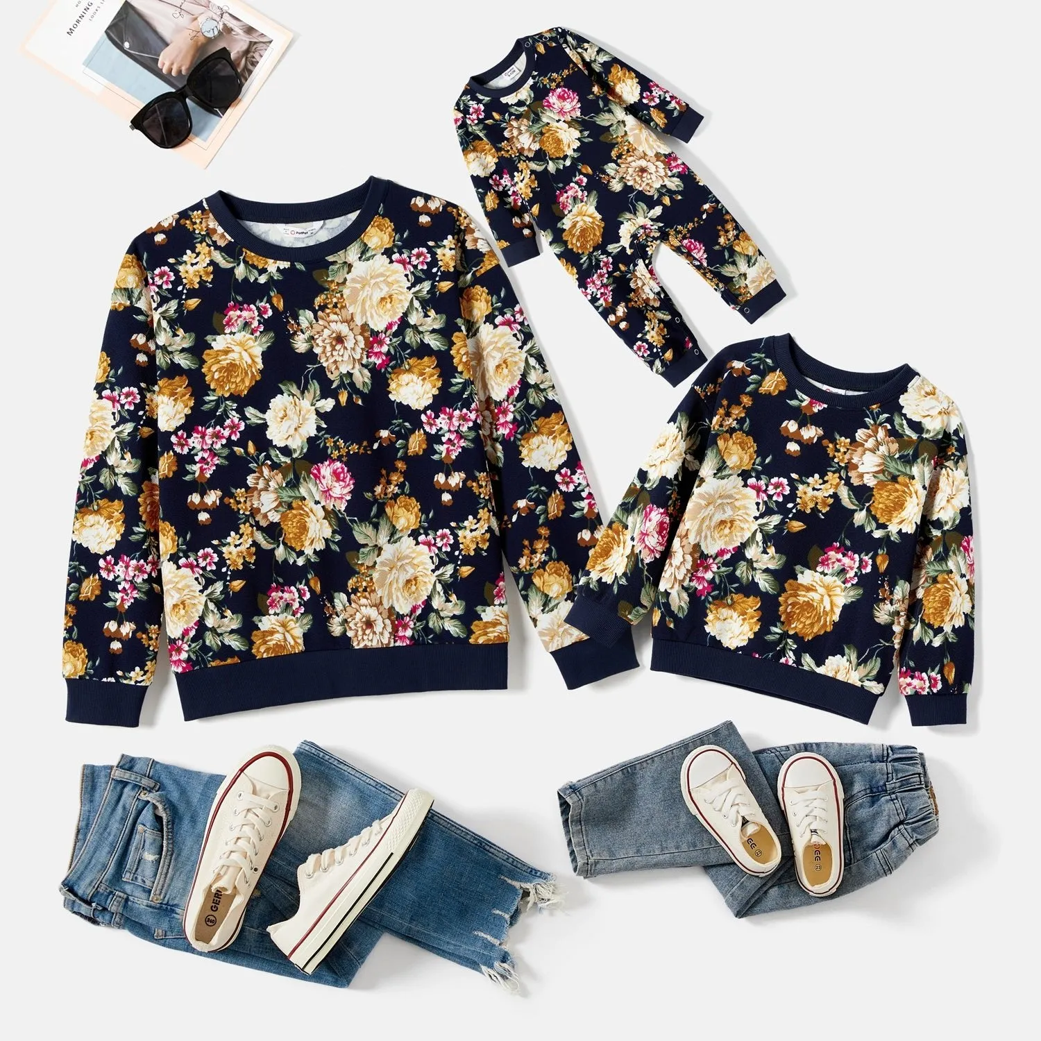 Mommy and Me Long-sleeve Allover  Floral Print Tops