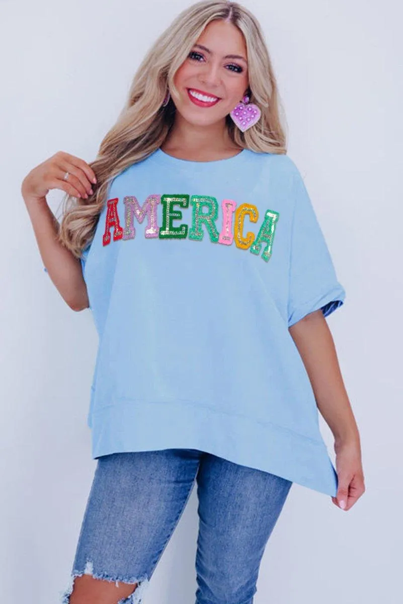 Pastel Sparkle America Graphic T-shirt