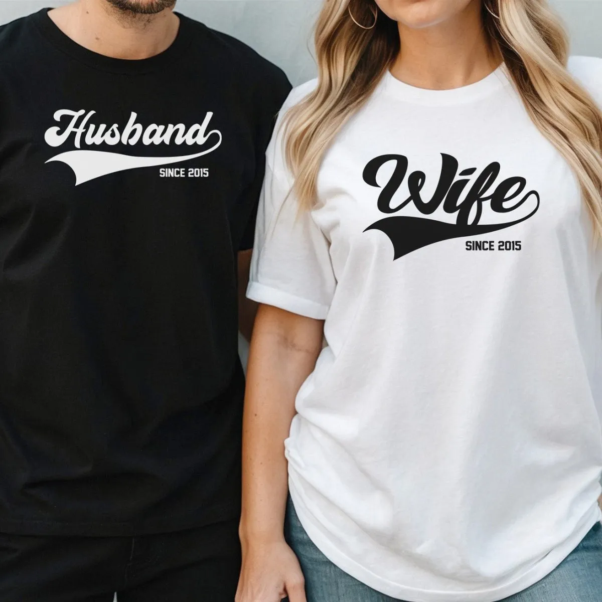 Personalised Couples Tees - Anniversary & Honeymoon - Retro Style