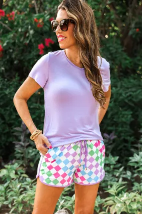 PREORDER-Good Vibes Checkered Everyday Shorts By Jess Lea (Ships Early March)