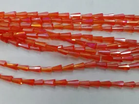 Reddish Orange Conical Crystal Glass Beads (Wholesale)