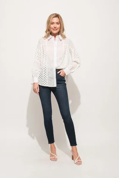 Reese Eyelet Long Sleeve Button Down Shirt