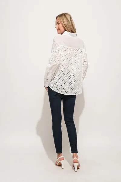 Reese Eyelet Long Sleeve Button Down Shirt