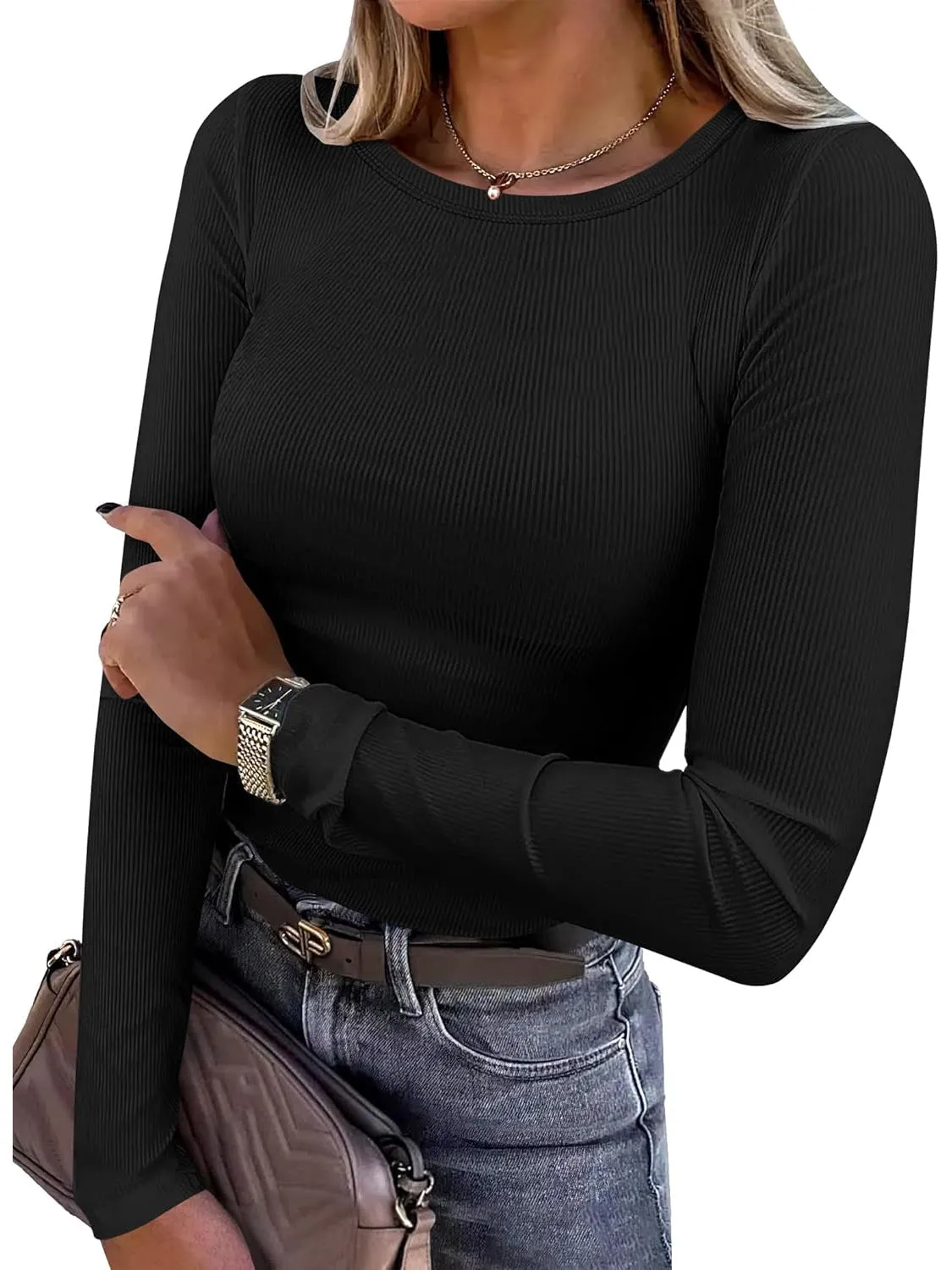 Ribbed Long Sleeve Slim Fit Top