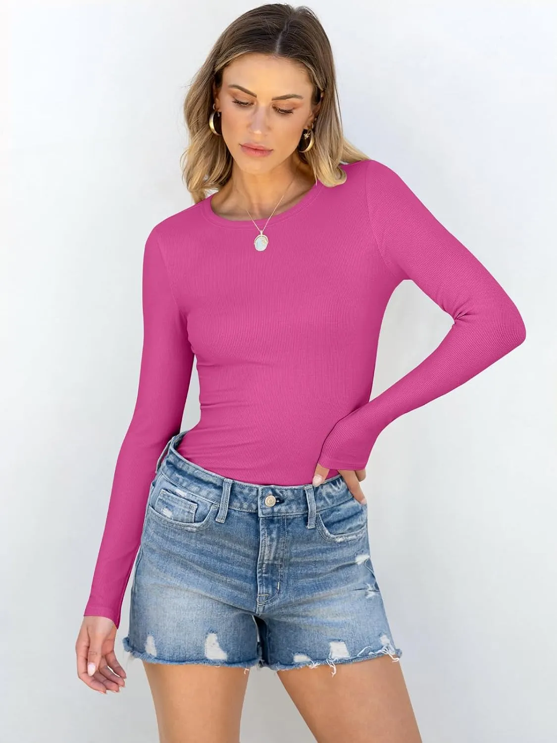 Ribbed Long Sleeve Slim Fit Top