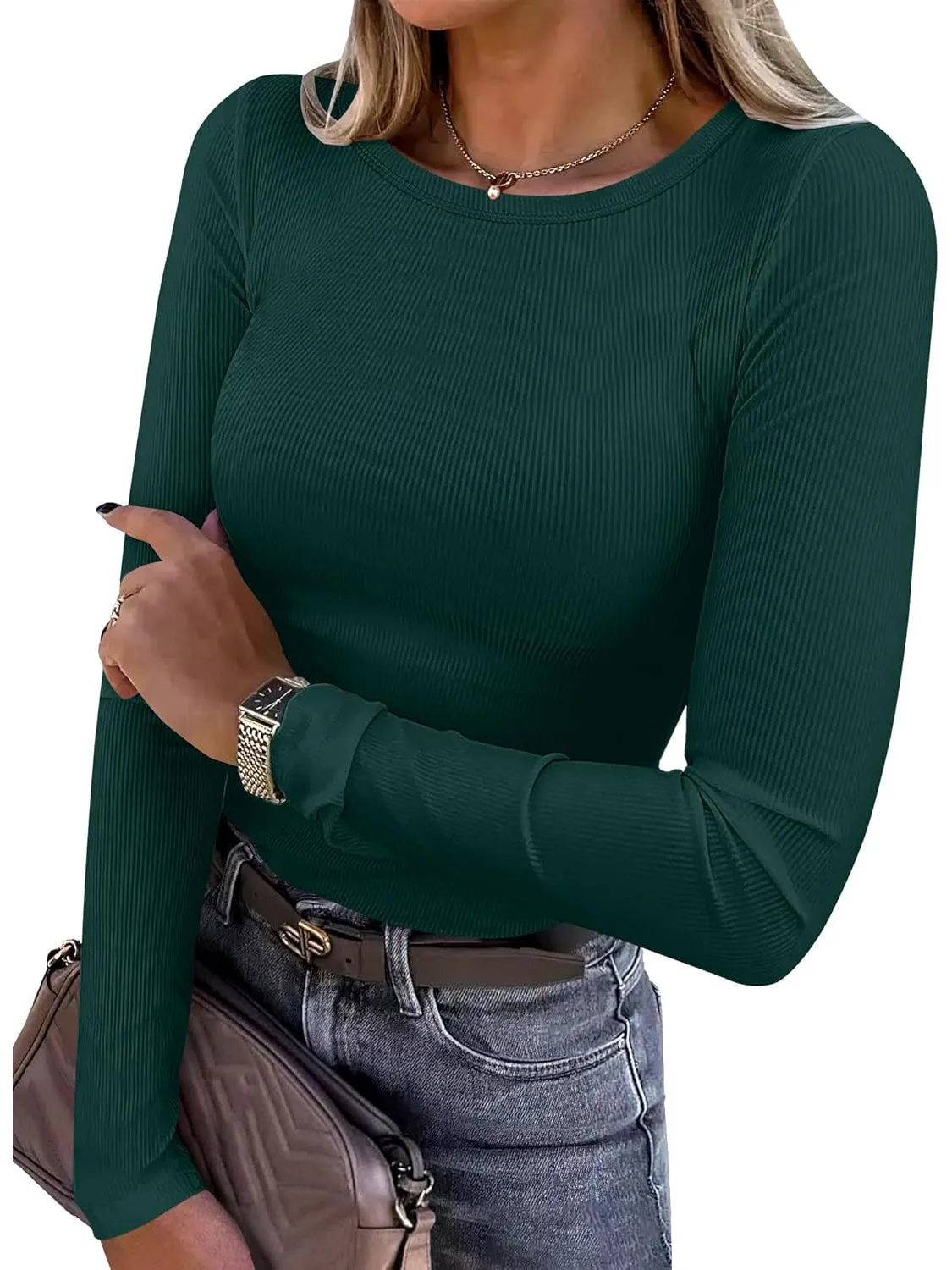 Ribbed Long Sleeve Slim Fit Top