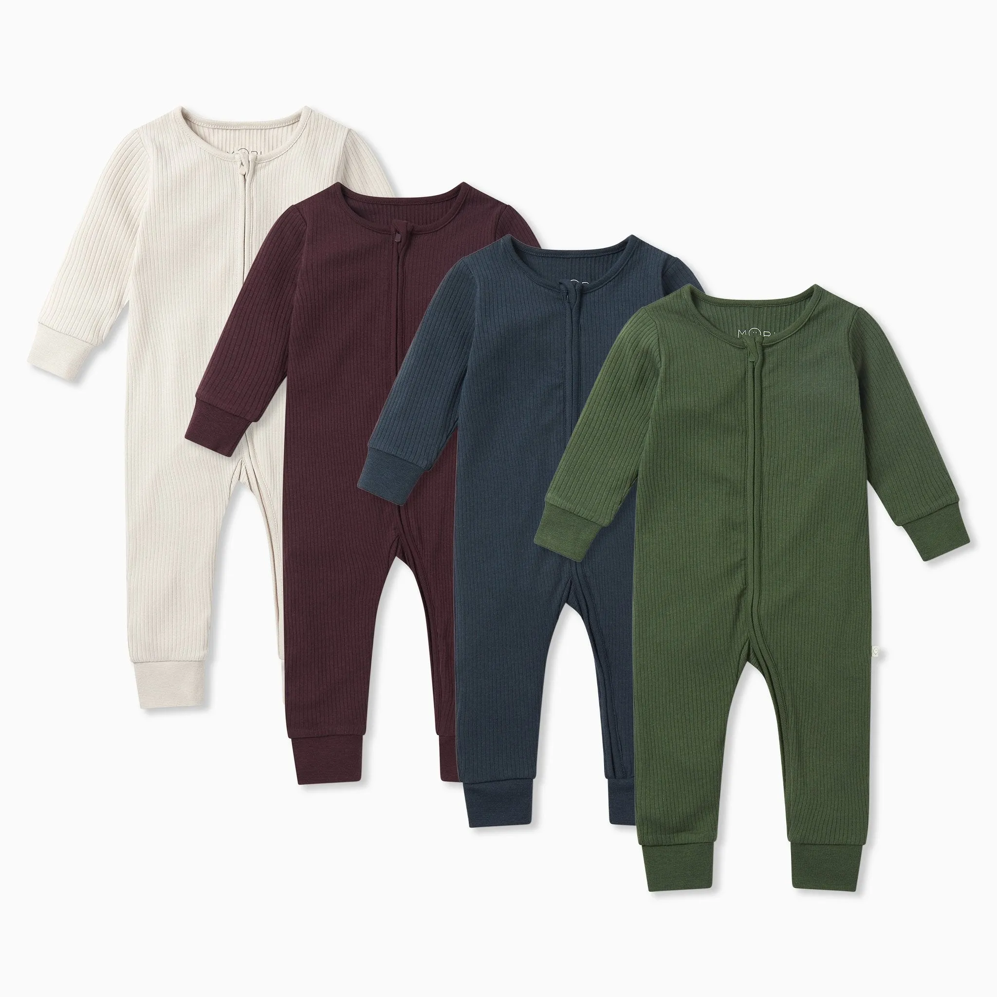 Ribbed Zip-Up Sleepsuit 4 Pack