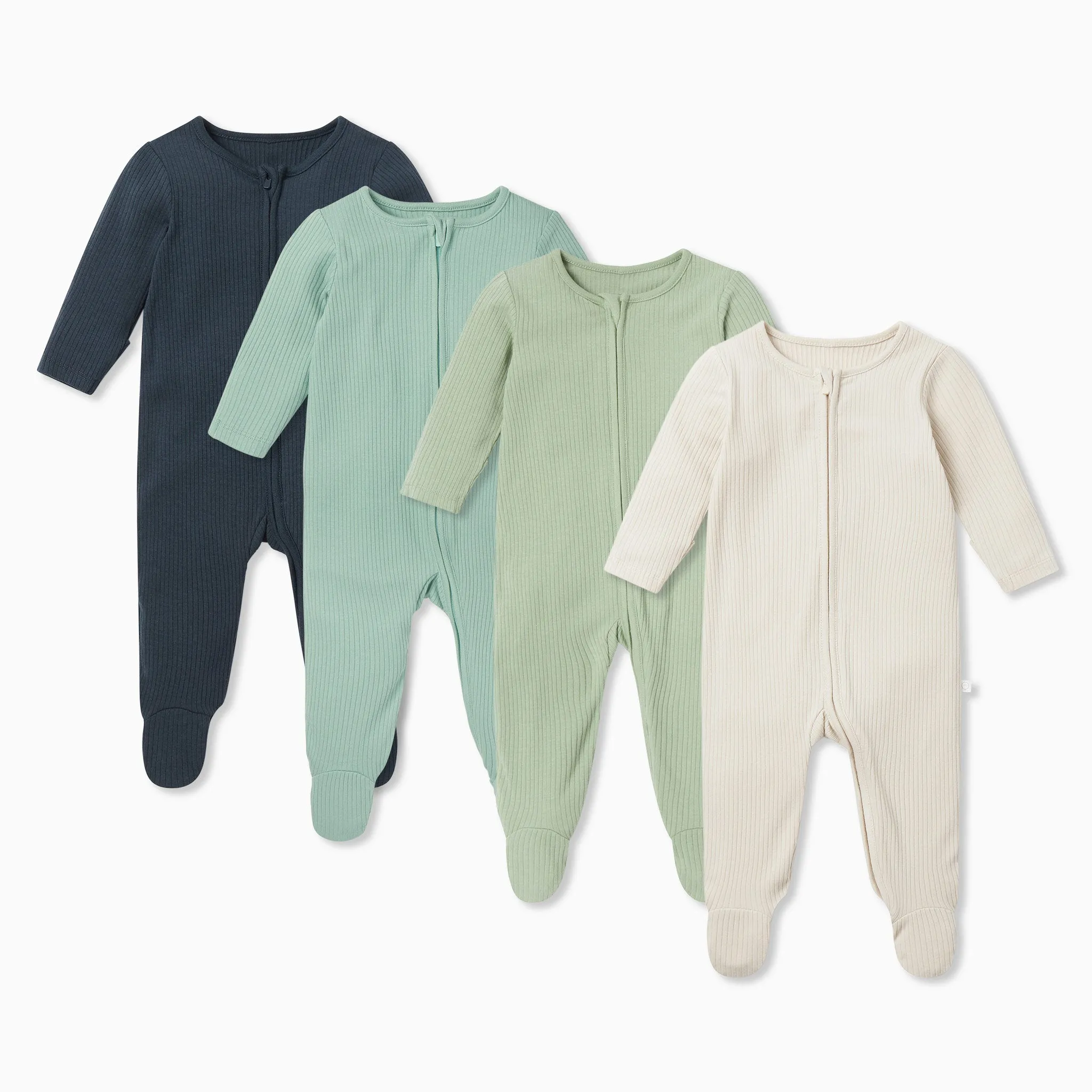 Ribbed Zip-Up Sleepsuit 4 Pack