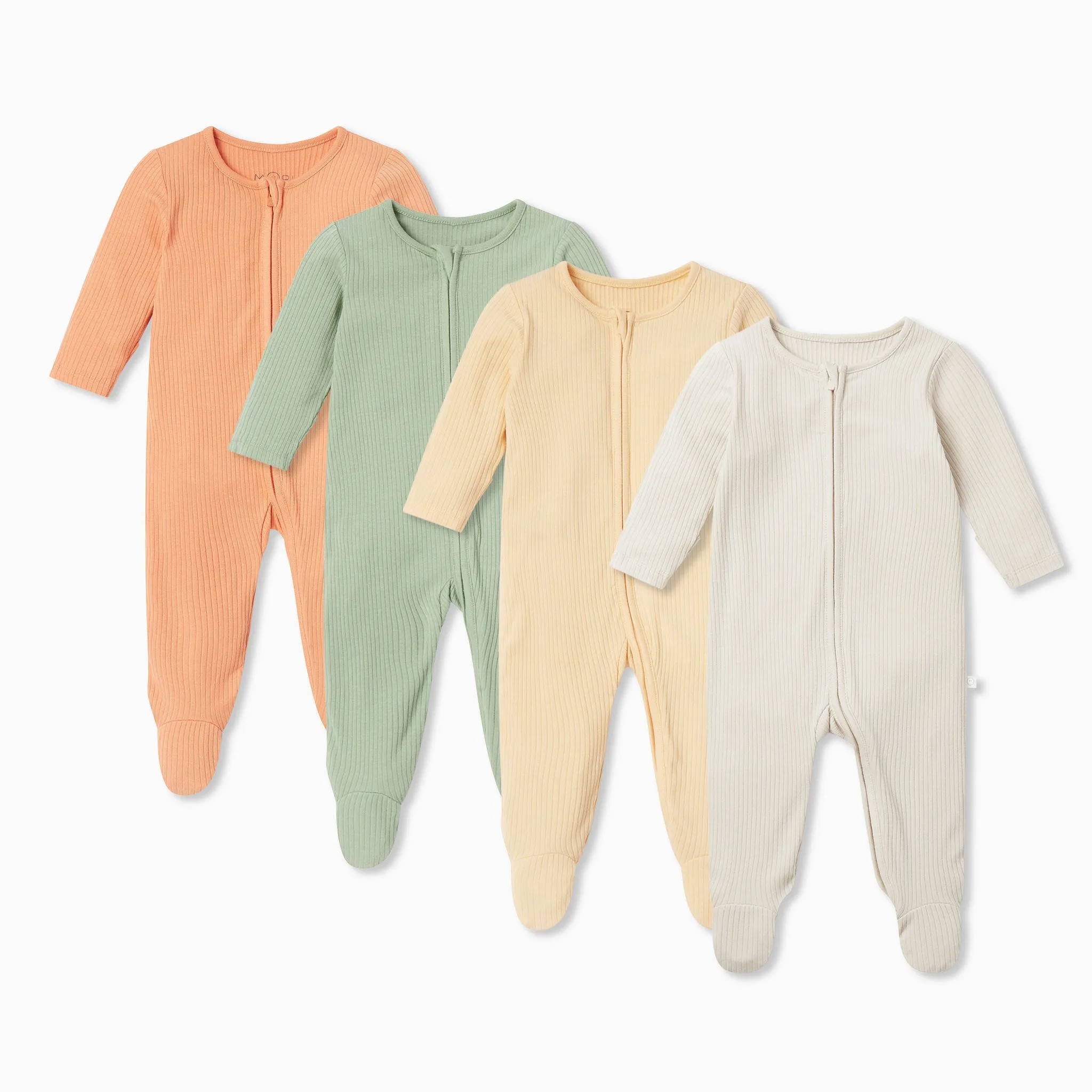 Ribbed Zip-Up Sleepsuit 4 Pack