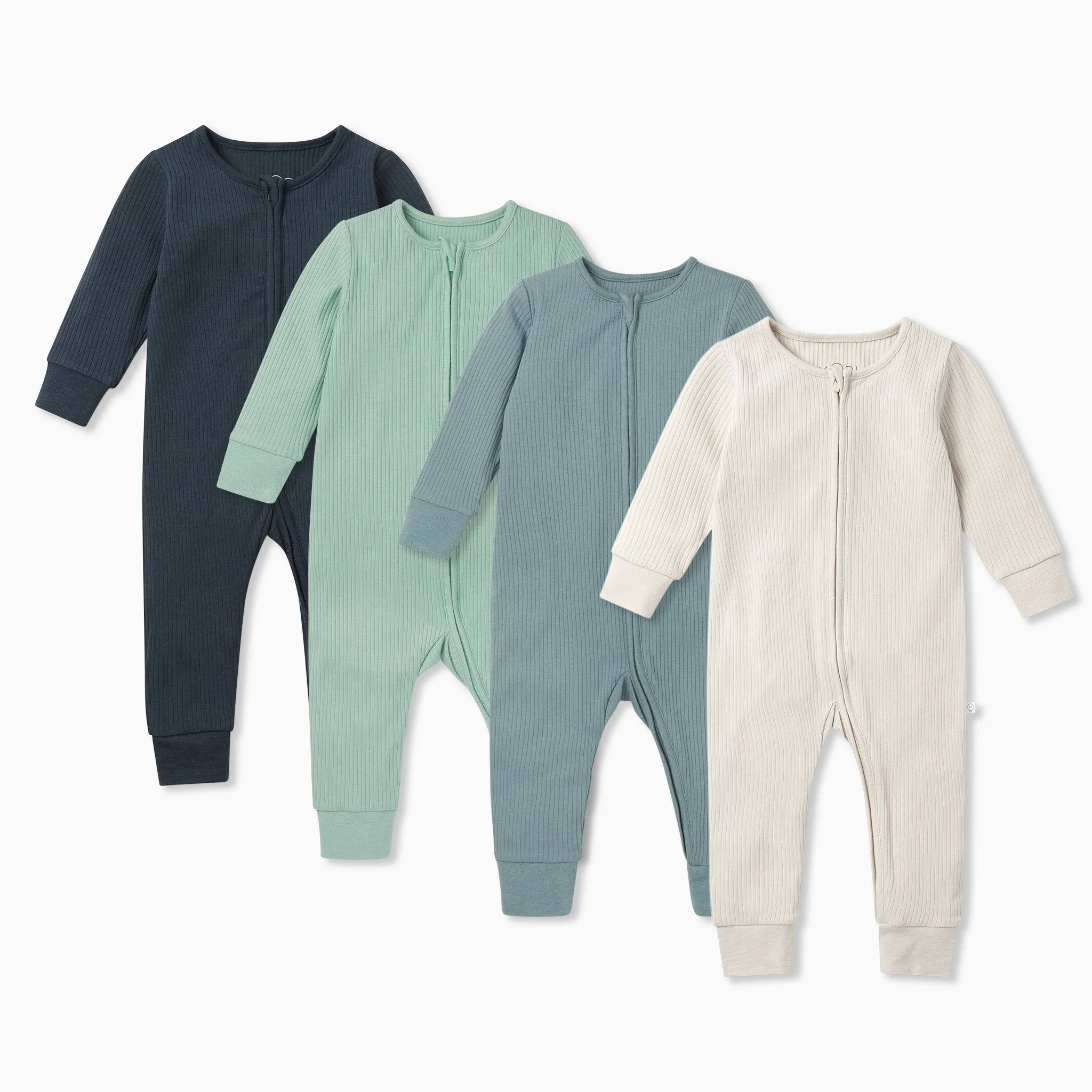 Ribbed Zip-Up Sleepsuit 4 Pack