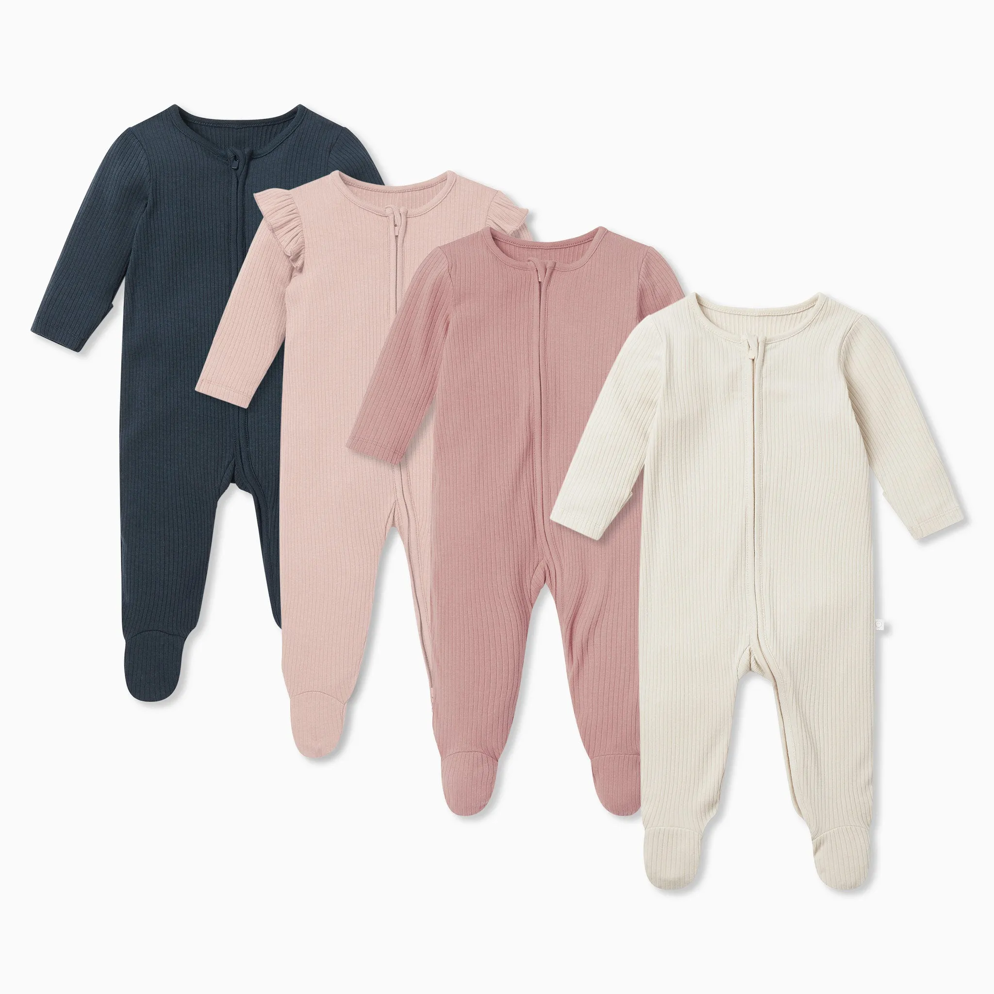 Ribbed Zip-Up Sleepsuit 4 Pack