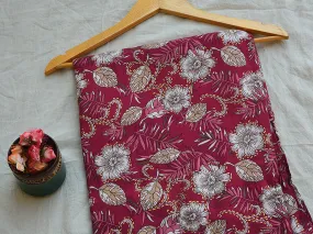 Rosewood Floral Digital Print Cotton Rayon Fabric